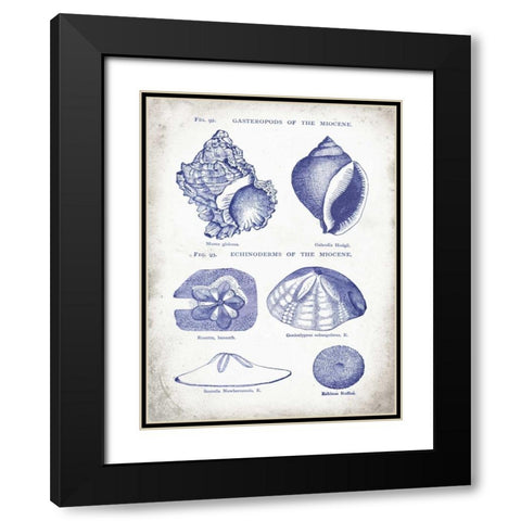 Indigo Shells I Black Modern Wood Framed Art Print with Double Matting by Babbitt, Gwendolyn