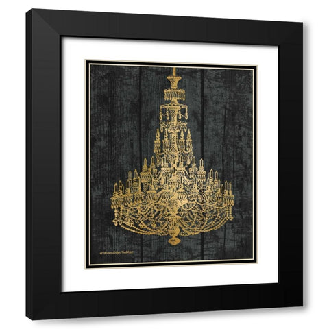 Gold Chandelier I Black Modern Wood Framed Art Print with Double Matting by Babbitt, Gwendolyn