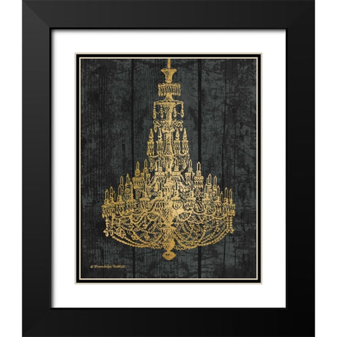 Gold Chandelier I Black Modern Wood Framed Art Print with Double Matting by Babbitt, Gwendolyn