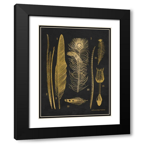 Gold Feathers I Black Modern Wood Framed Art Print with Double Matting by Babbitt, Gwendolyn