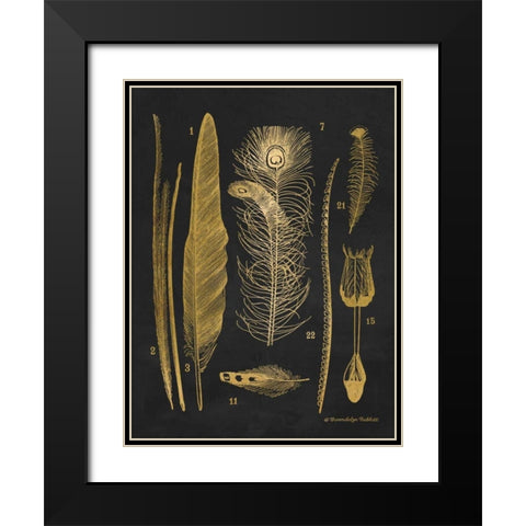 Gold Feathers I Black Modern Wood Framed Art Print with Double Matting by Babbitt, Gwendolyn