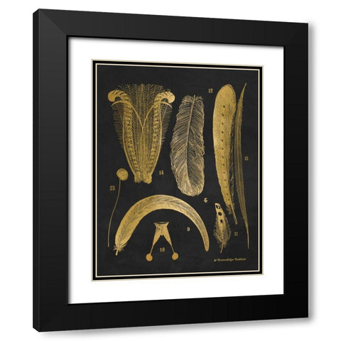 Gold Feathers II Black Modern Wood Framed Art Print with Double Matting by Babbitt, Gwendolyn
