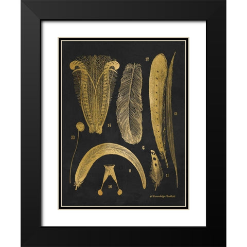 Gold Feathers II Black Modern Wood Framed Art Print with Double Matting by Babbitt, Gwendolyn