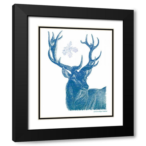 Indigo Deer I Black Modern Wood Framed Art Print with Double Matting by Babbitt, Gwendolyn