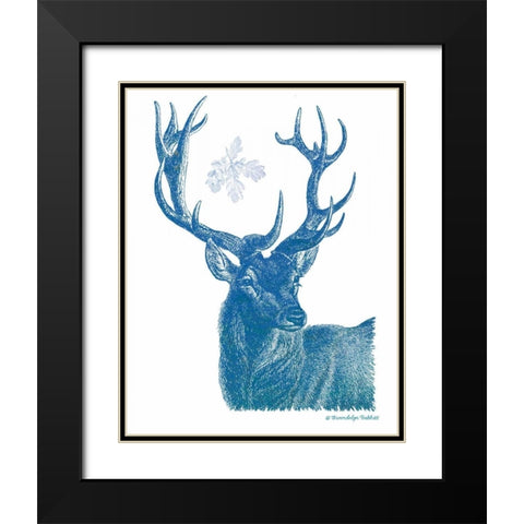 Indigo Deer I Black Modern Wood Framed Art Print with Double Matting by Babbitt, Gwendolyn