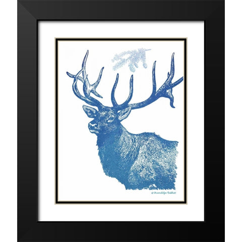 Indigo Deer II Black Modern Wood Framed Art Print with Double Matting by Babbitt, Gwendolyn