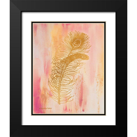 Gold on Pink I Black Modern Wood Framed Art Print with Double Matting by Babbitt, Gwendolyn