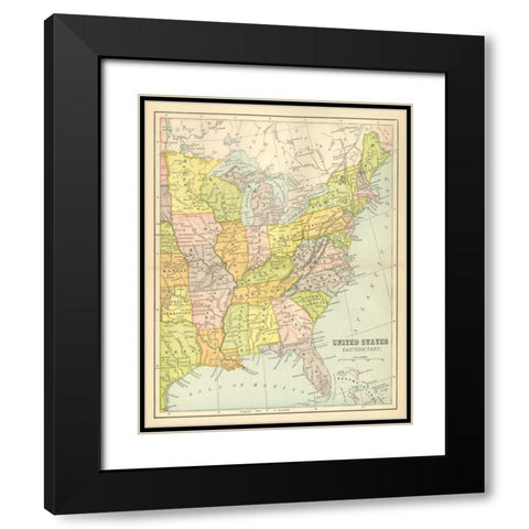 US Map East Black Modern Wood Framed Art Print with Double Matting by Babbitt, Gwendolyn