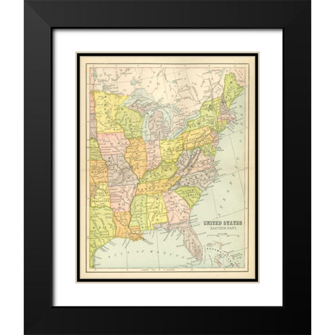 US Map East Black Modern Wood Framed Art Print with Double Matting by Babbitt, Gwendolyn