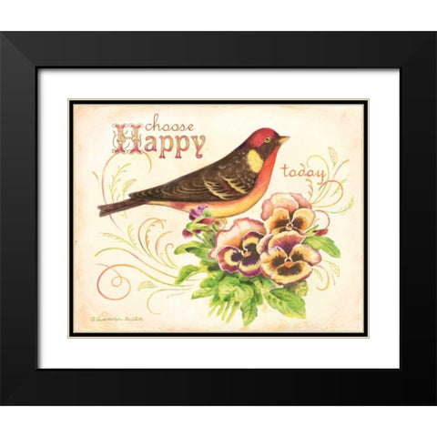 Bird Happy Black Modern Wood Framed Art Print with Double Matting by Babbitt, Gwendolyn
