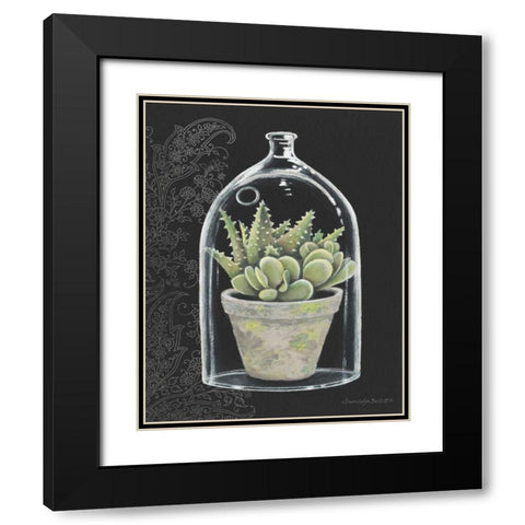 Succulent in Cloche II Black Modern Wood Framed Art Print with Double Matting by Babbitt, Gwendolyn