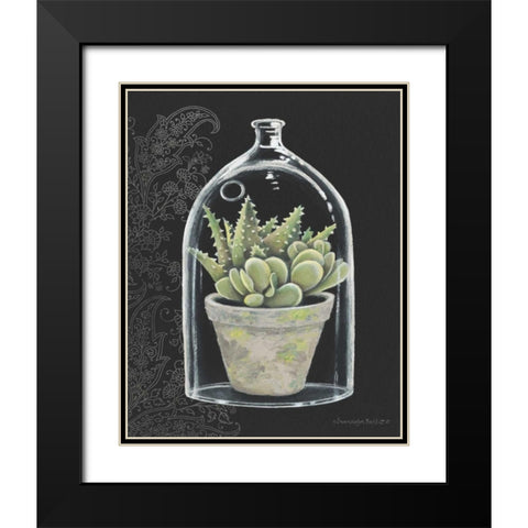 Succulent in Cloche II Black Modern Wood Framed Art Print with Double Matting by Babbitt, Gwendolyn