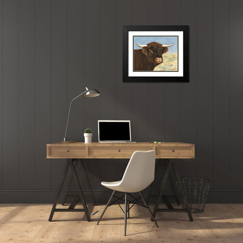 Highland Cow Black Modern Wood Framed Art Print with Double Matting by Babbitt, Gwendolyn