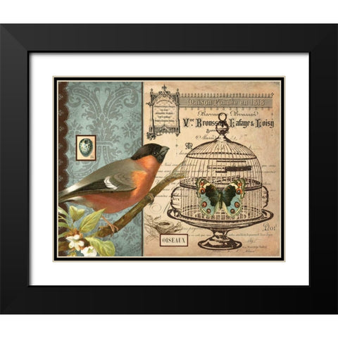 Bird and Cage I Black Modern Wood Framed Art Print with Double Matting by Babbit, Gwendolyn