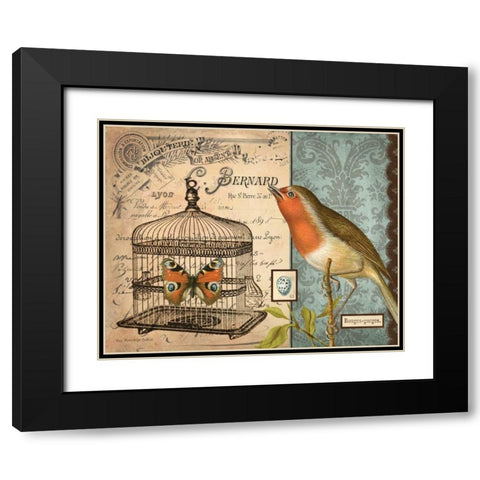 Bird and Cage II Black Modern Wood Framed Art Print with Double Matting by Babbit, Gwendolyn