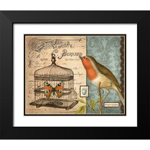 Bird and Cage II Black Modern Wood Framed Art Print with Double Matting by Babbit, Gwendolyn