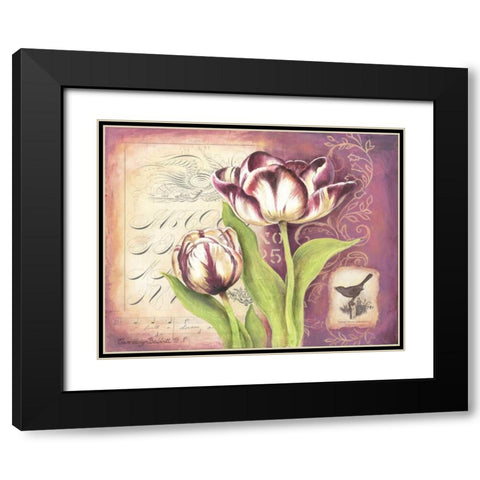 Tulip Collage I Black Modern Wood Framed Art Print with Double Matting by Babbitt, Gwendolyn