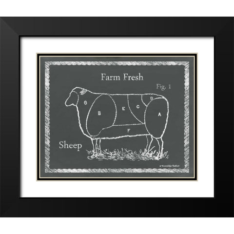 Sectioned Sheep Black Modern Wood Framed Art Print with Double Matting by Babbitt, Gwendolyn