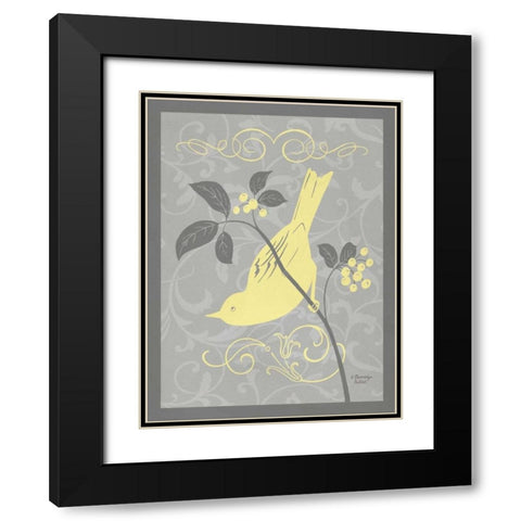 Grey and Yellow Bird I Black Modern Wood Framed Art Print with Double Matting by Babbitt, Gwendolyn