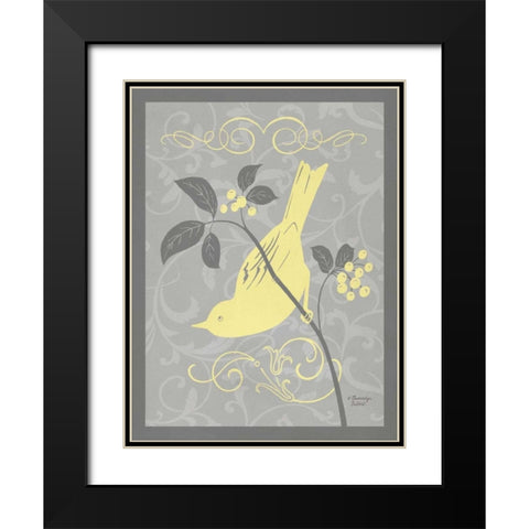 Grey and Yellow Bird I Black Modern Wood Framed Art Print with Double Matting by Babbitt, Gwendolyn