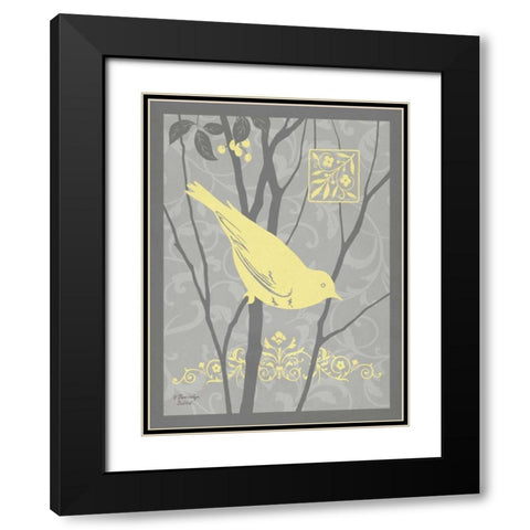 Grey and Yellow Bird II Black Modern Wood Framed Art Print with Double Matting by Babbitt, Gwendolyn