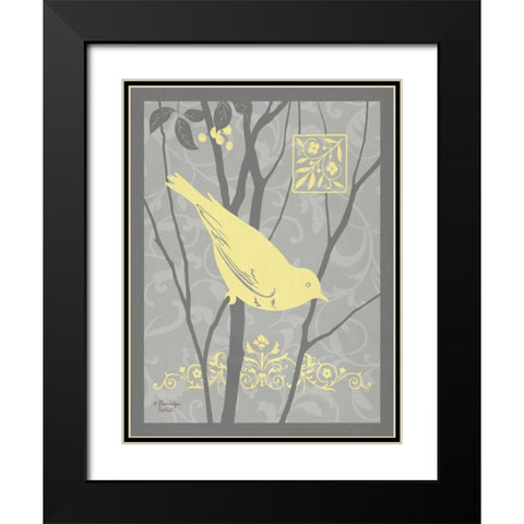 Grey and Yellow Bird II Black Modern Wood Framed Art Print with Double Matting by Babbitt, Gwendolyn
