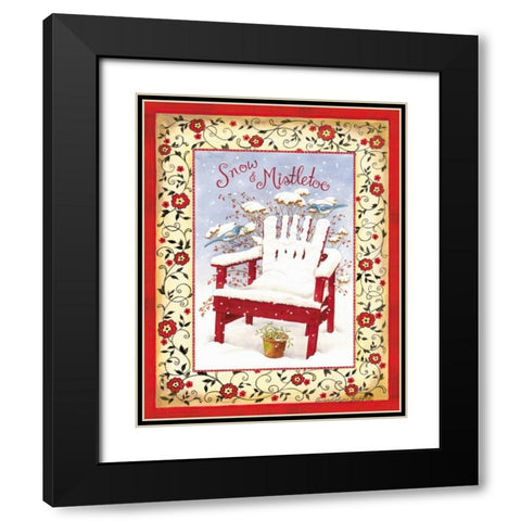 Snow and Mistletoe Black Modern Wood Framed Art Print with Double Matting by Babbitt, Gwendolyn