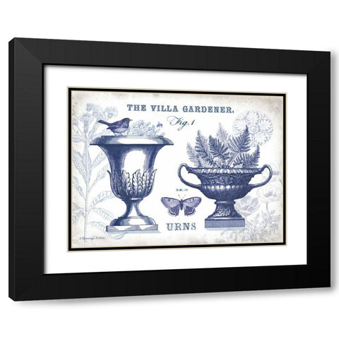 Garden Urns Indigo Black Modern Wood Framed Art Print with Double Matting by Babbitt, Gwendolyn