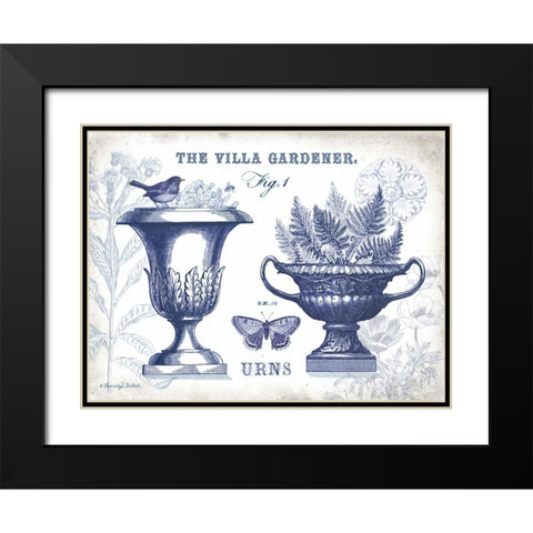 Garden Urns Indigo Black Modern Wood Framed Art Print with Double Matting by Babbitt, Gwendolyn