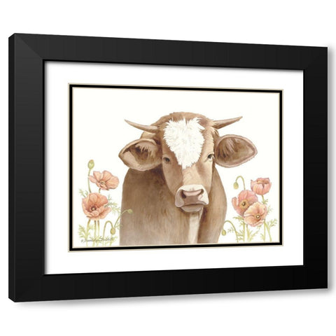 Poppy Cow Black Modern Wood Framed Art Print with Double Matting by Babbitt, Gwendolyn