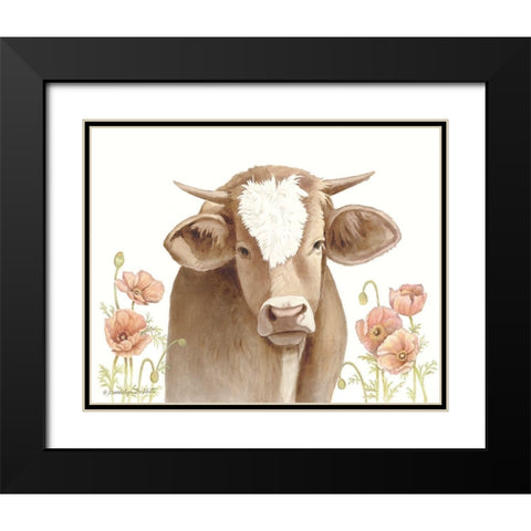 Poppy Cow Black Modern Wood Framed Art Print with Double Matting by Babbitt, Gwendolyn