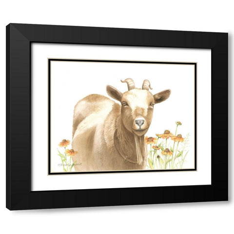 Daisy Goat Black Modern Wood Framed Art Print with Double Matting by Babbitt, Gwendolyn