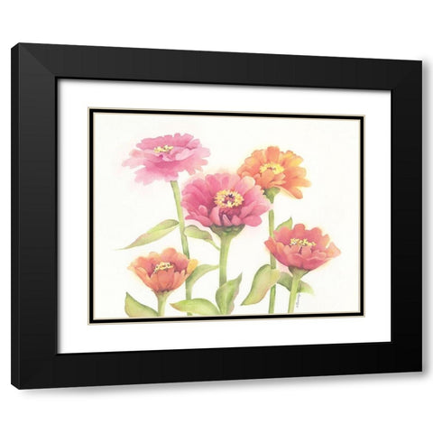 Happy Zinnias Black Modern Wood Framed Art Print with Double Matting by Babbitt, Gwendolyn