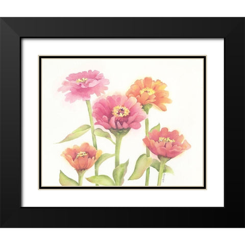 Happy Zinnias Black Modern Wood Framed Art Print with Double Matting by Babbitt, Gwendolyn