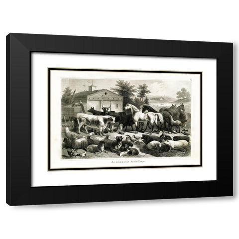 1800s Farm Animal Chart Black Modern Wood Framed Art Print with Double Matting by Babbitt, Gwendolyn