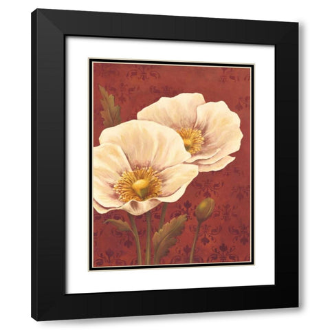 Poppies on Red Black Modern Wood Framed Art Print with Double Matting by Belamar, Ella