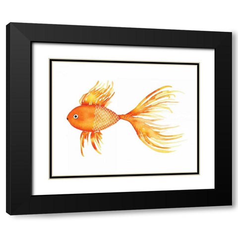 Deep Sea Yellow Fish Black Modern Wood Framed Art Print with Double Matting by Berrenson, Sara