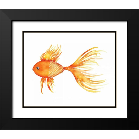 Deep Sea Yellow Fish Black Modern Wood Framed Art Print with Double Matting by Berrenson, Sara