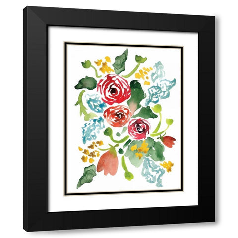 Red Floral Array I Black Modern Wood Framed Art Print with Double Matting by Berrenson, Sara