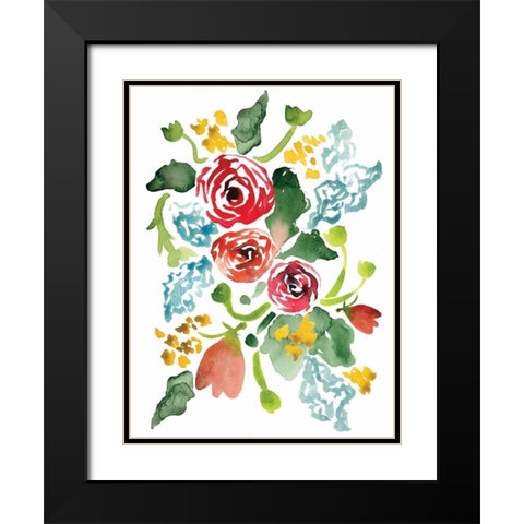 Red Floral Array I Black Modern Wood Framed Art Print with Double Matting by Berrenson, Sara