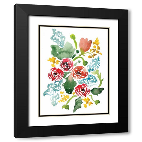 Red Floral Array II Black Modern Wood Framed Art Print with Double Matting by Berrenson, Sara