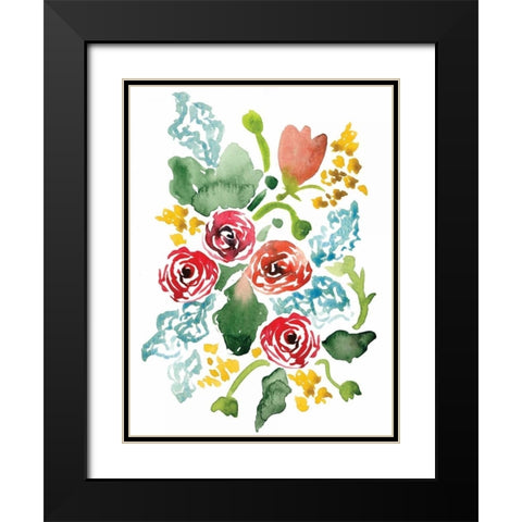 Red Floral Array II Black Modern Wood Framed Art Print with Double Matting by Berrenson, Sara