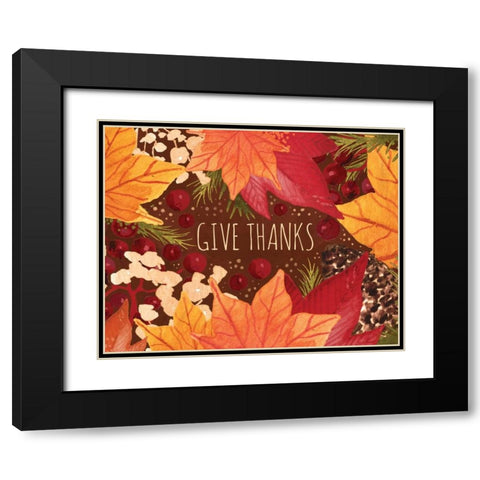 Give Thanks Black Modern Wood Framed Art Print with Double Matting by Berrenson, Sara