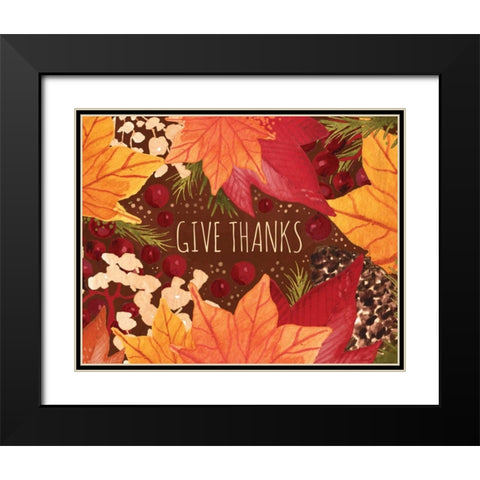 Give Thanks Black Modern Wood Framed Art Print with Double Matting by Berrenson, Sara