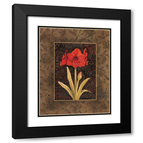 Damask Amaryllis Black Modern Wood Framed Art Print with Double Matting by Brent, Paul