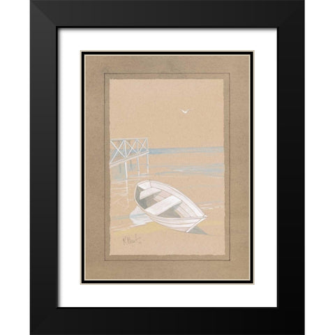White Dinghy Black Modern Wood Framed Art Print with Double Matting by Brent, Paul