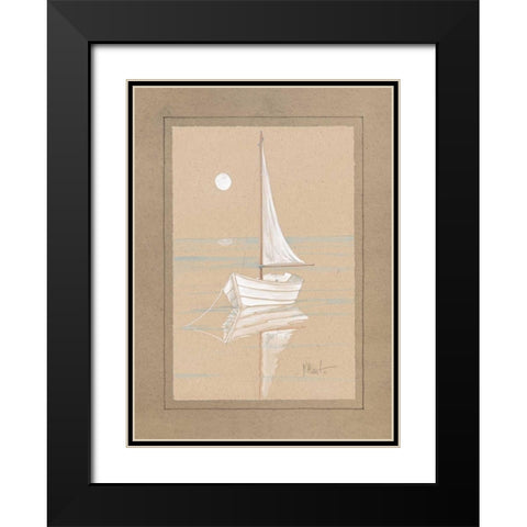White Sailboat Black Modern Wood Framed Art Print with Double Matting by Brent, Paul