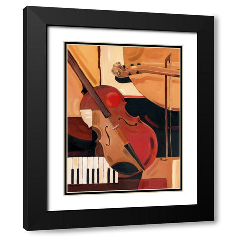 Abstract Violin Black Modern Wood Framed Art Print with Double Matting by Brent, Paul