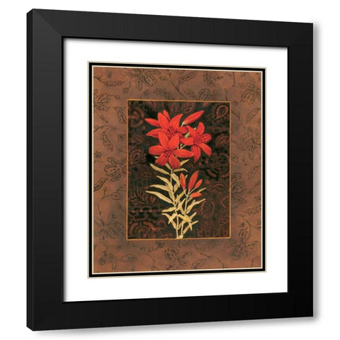 Damask Lily Black Modern Wood Framed Art Print with Double Matting by Brent, Paul