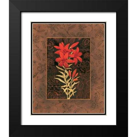 Damask Lily Black Modern Wood Framed Art Print with Double Matting by Brent, Paul